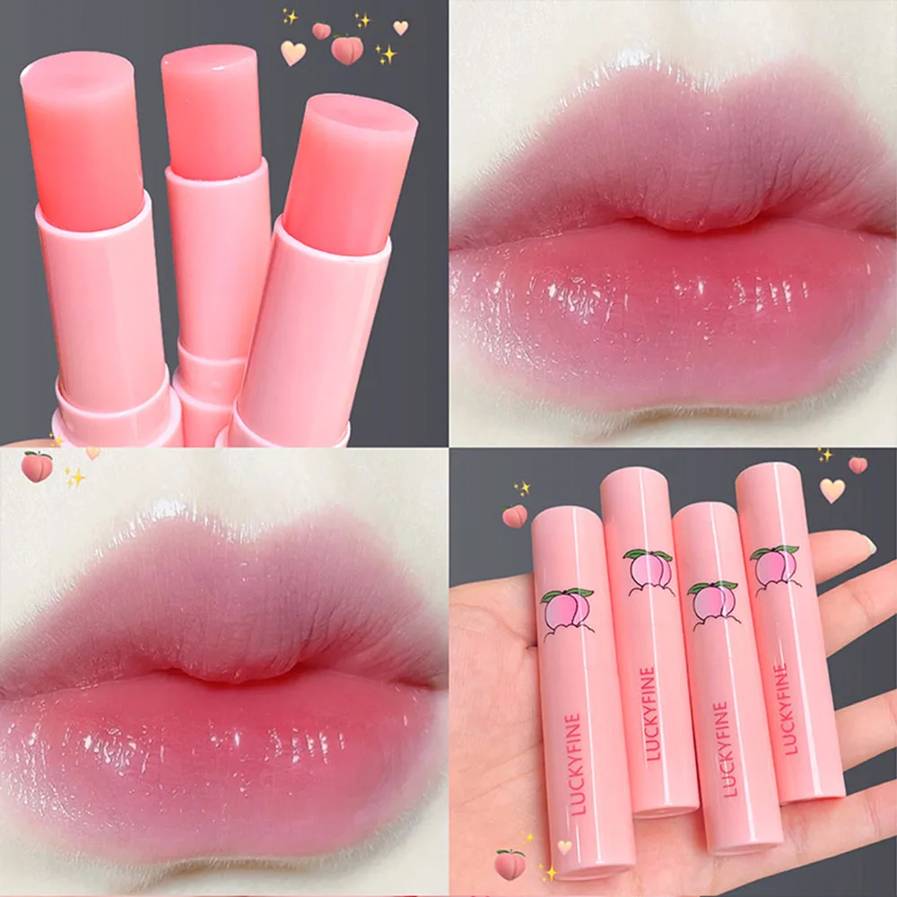 

1PC Natural Peach Lip Balm Long-lasting Moisturizing Lipstick Temperature Change Color Lipstick Anti-drying Hydration Lip Care