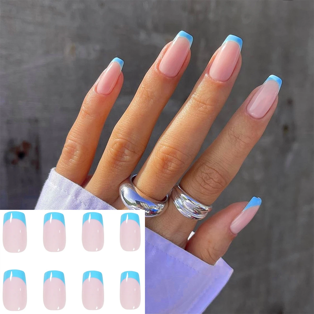 

24pcs Pink French Detachable False Nails Fashion Short Wearable Press On Nails Full Cover Nail Tips DIY False Nails With Glue