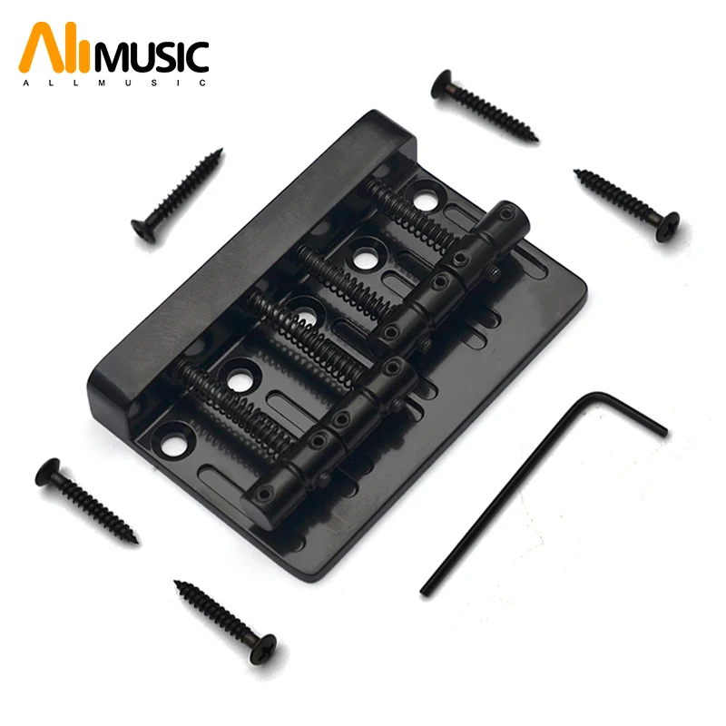 

Vintage 4 String Bass Bridge Length 79.5x53 / 49.6MM Bass Fixed Bridge Saddle Top Load Black/Chrome