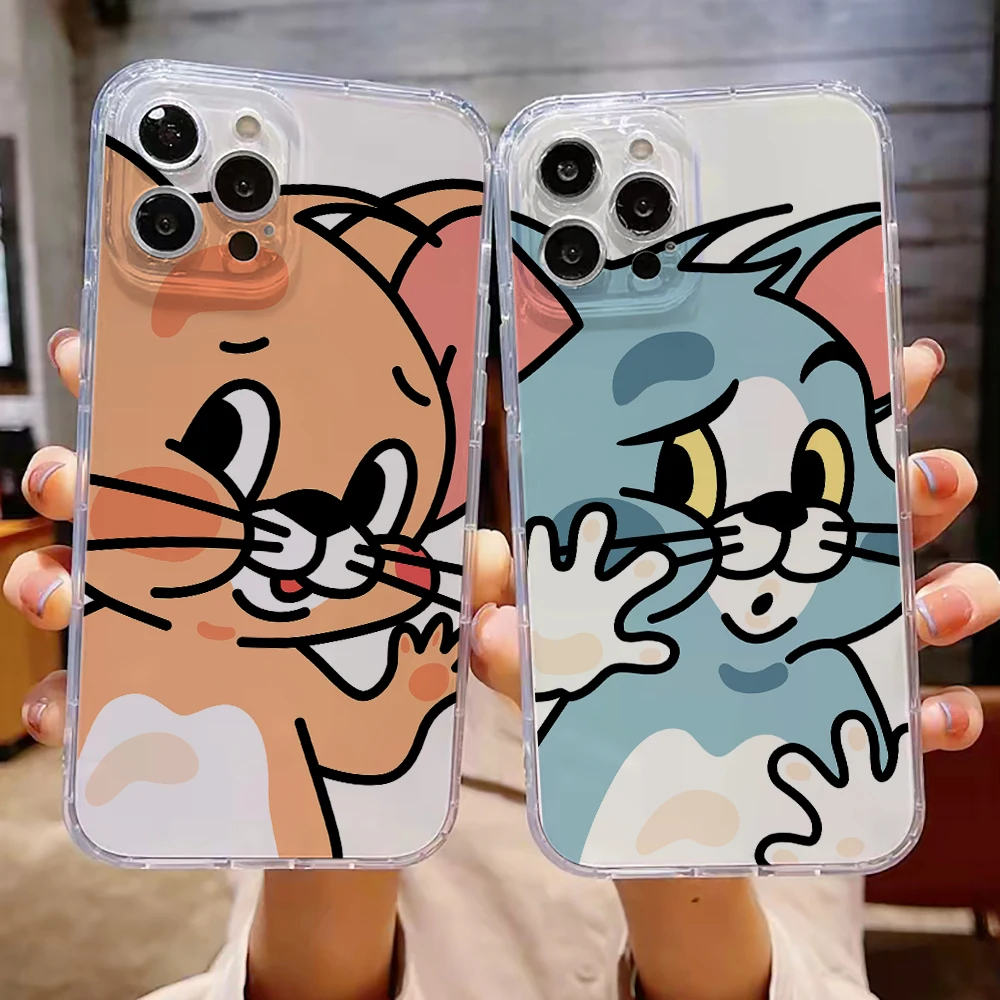 

Cute Cat Mouse Luxury Ultra Thin Clear Phone Case For Apple iPhone 13 12 11 Pro Max 12 13 Mini X XR XS Max SE 6 6s 7 8 Plus