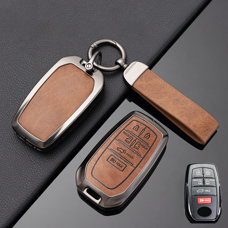 Фото 6-кнопочный чехол для гибридных автомобилей TOYOTA Sienna RAV4 VENZA Mirai Alphard PREVIA Voxy Smart Remote Key Case из цинкового сплава, чехол для автомобильного ключа №1