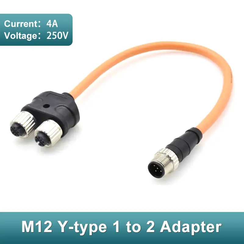 

M12 5Pin Male To Female Y-type 1 To 2 Adapter Connector 8pin To 5Pin Waterproof Connector 4/8Pin Wire Splitter Aviation Wire 1pc