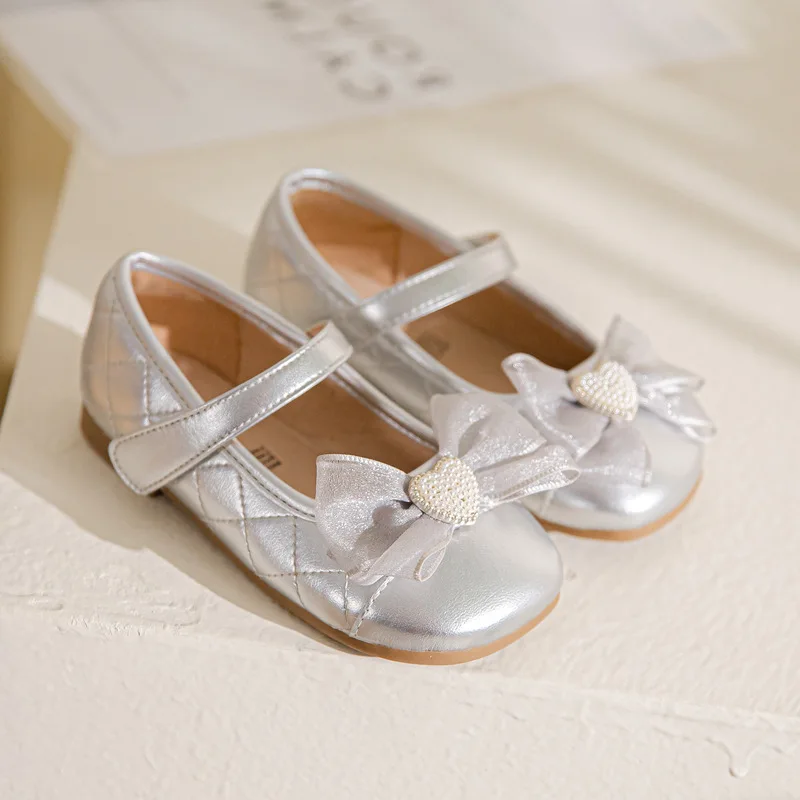 

Girls Princess Shoes Black Party Leather Shoes Bow-knot Rhinestone Lace Sweet Cute Wedding Shoes Children Toddlers Flats