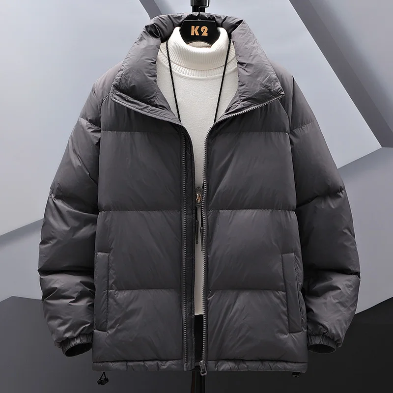 New Men'S Autumn And Winter Fashion Trend Handsome Stand Collar Coat Teenager Students Thickened Warm Bread Cotton Jacket
