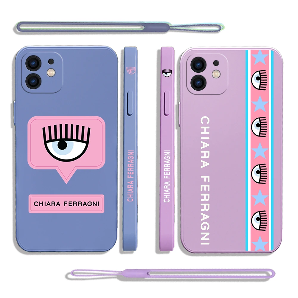 

Hot Ferragnies Eyes Chiara Phone Case For iPhone 14 13 12 11 Pro Max Mini X XR XS SE 2020 8 7 Plus 6 6S Plus With Lanyard