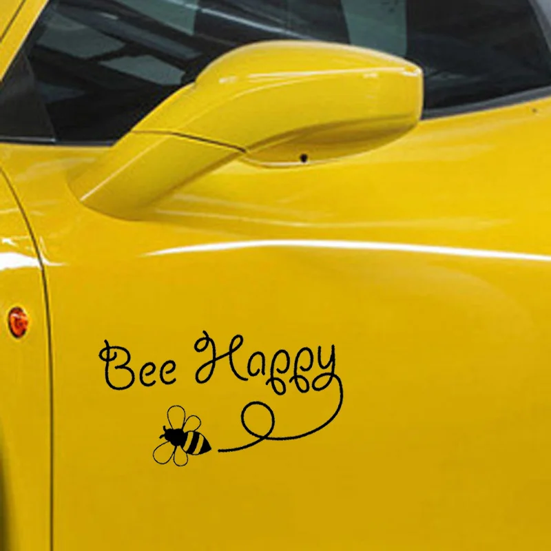 Bee Happy Design Art Car Sticker Inspirational Automobiles Motorcycles Exterior Accessories Vinyl Waterproof Decals Auto Parts