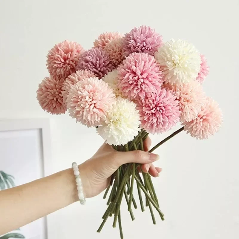 

3/5pcs Silk Dandelion Flower Ball Bouquet Fake Artificial Flowers for Home Garden Wedding Decoration DIY Craft Wreath Christmas