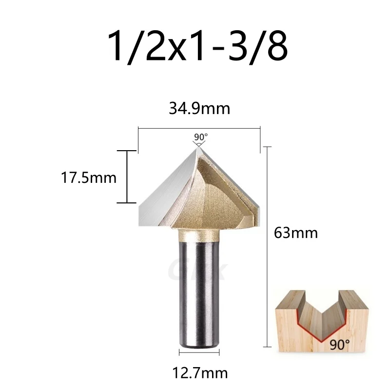 

Деревообработка, хвостовик 1/4 1/2 дюйма, твердосплавная деревообрабатывающая V-образная фреза 6,35/12,7/25,4 мм, инструмент для резьбы по дереву, триммер, резак, долбежный резак