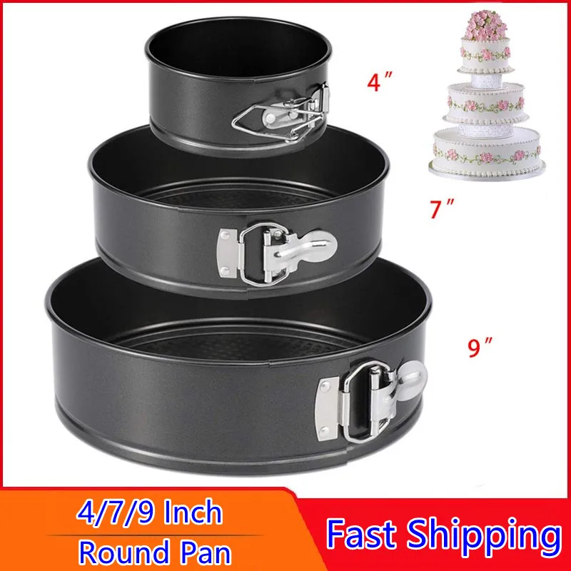 

4/7/9 Inch Round Baking Pan Live Bottom Live Buckle Carbon Steel Pizza Cake Pan Baking Mold 3-piece Set Of Non-stick Baking Pan