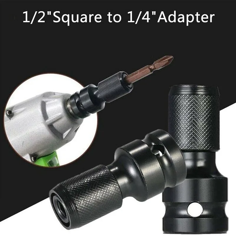 

Drill Chuck Converter Socket Adapters Hex Shank 1/2" Drive To 1/4" Hex Shank Impact Drilling Bit Driver For Impact Wrench