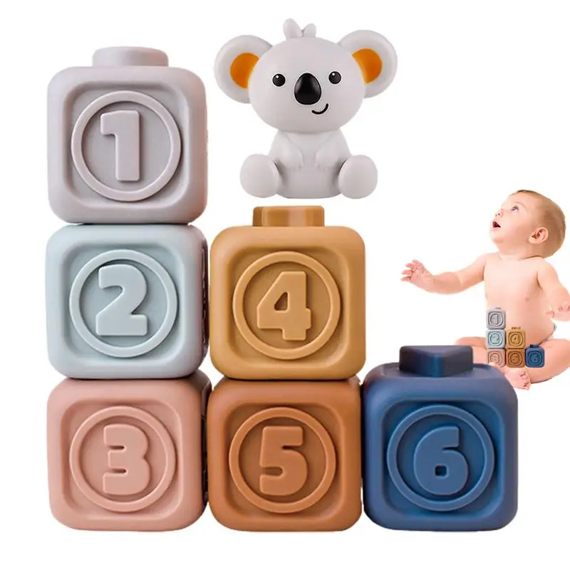 

Baby Stacking Teething Toys Stacking Rings Soft Toys For Squeeze Toddlers Sensory Educational Montessori Baby Blocks Stacker