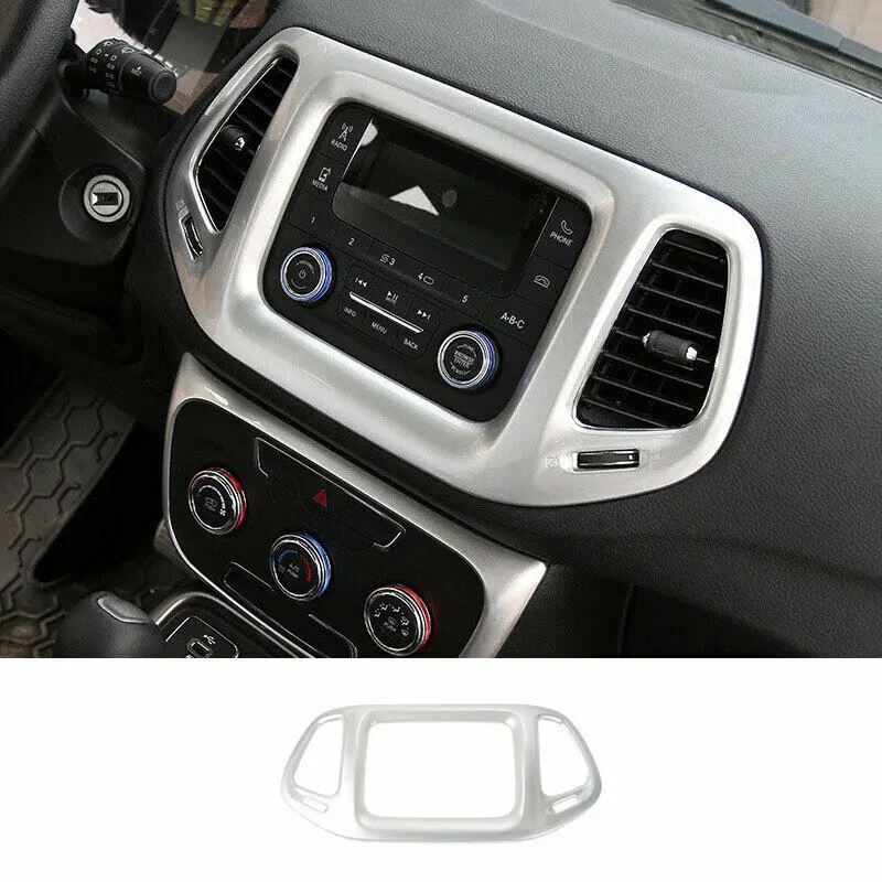 

Fit For Jeep Compass 2017-2020 Silver Console 3.5 Inches Navigation Frame Trim