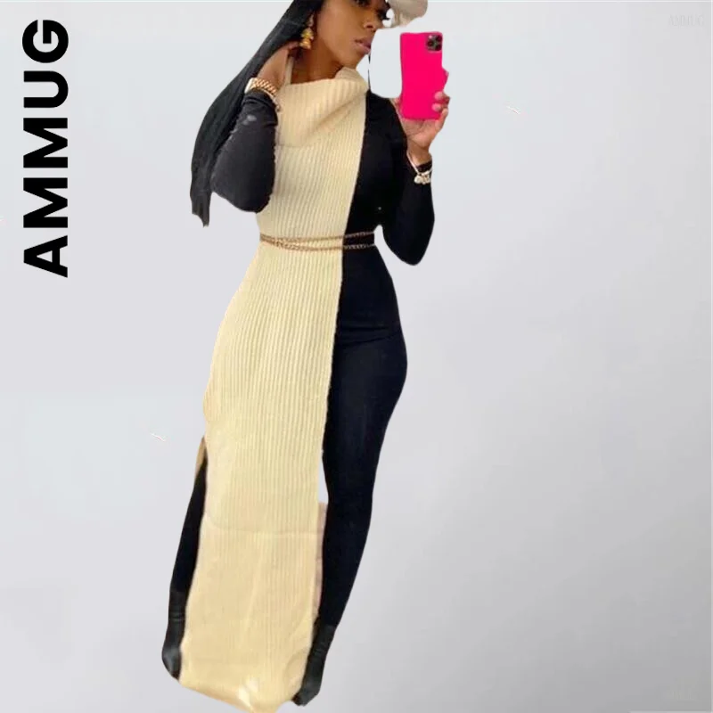 

Sexy Knitted New Women Dress Side Split Sleeveless Sweater Dress Vintage Sweet Dress Leisure Elegant Vestidos Clothing Female