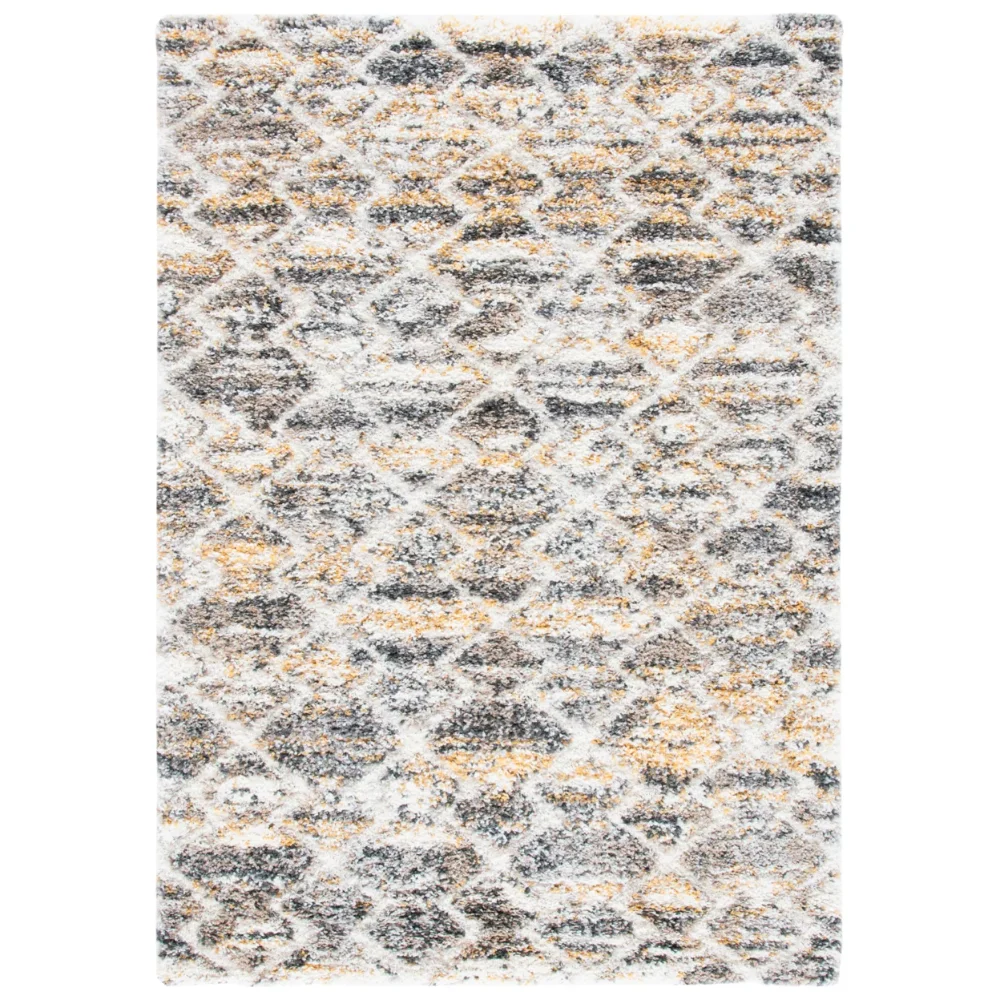 

OIMG Canyon Lizbel Geometric Distressed Shag Area Rug, Yellow/Ivory, 5'3" X 7'7"