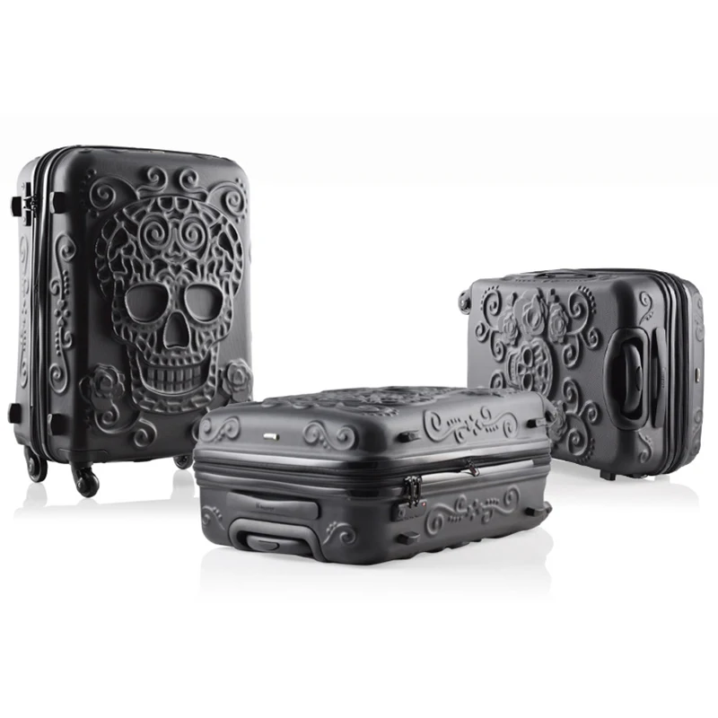 Персонализированный чемодан с черепом на колесиках