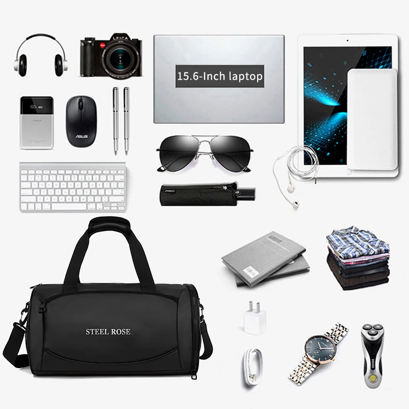 HEROIC KNIGHT Men Travel Outdoors Bag Suit Storage Large Capacity Luggage Handbag Waterproof Duffel Shoe Pocket Shoulder Mam Bag