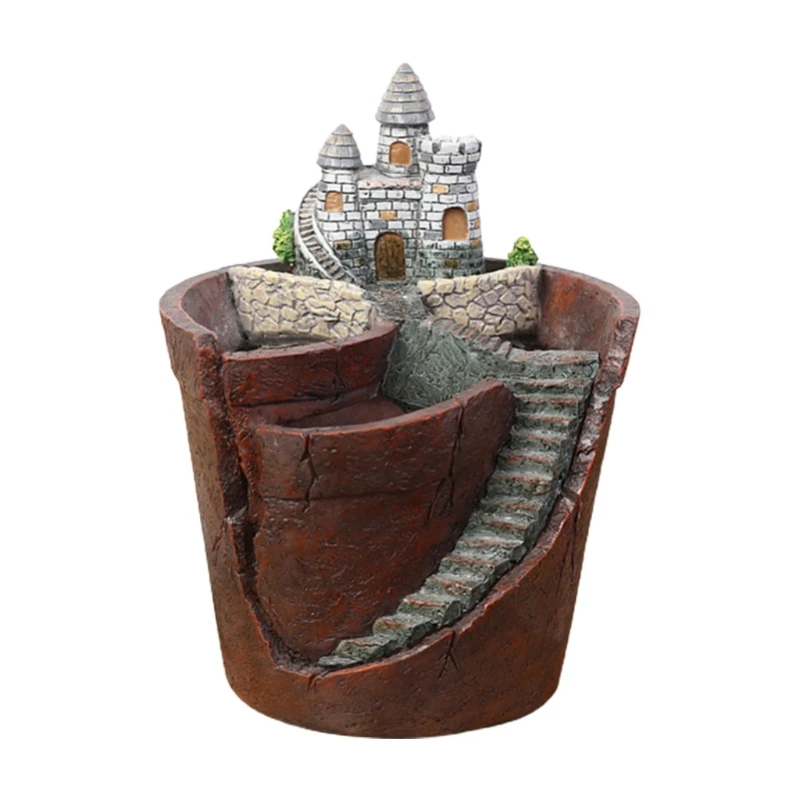 

Mini House Figurines Resin Flower Pot for Herb Cacti Succulent Plants Planter D0AD