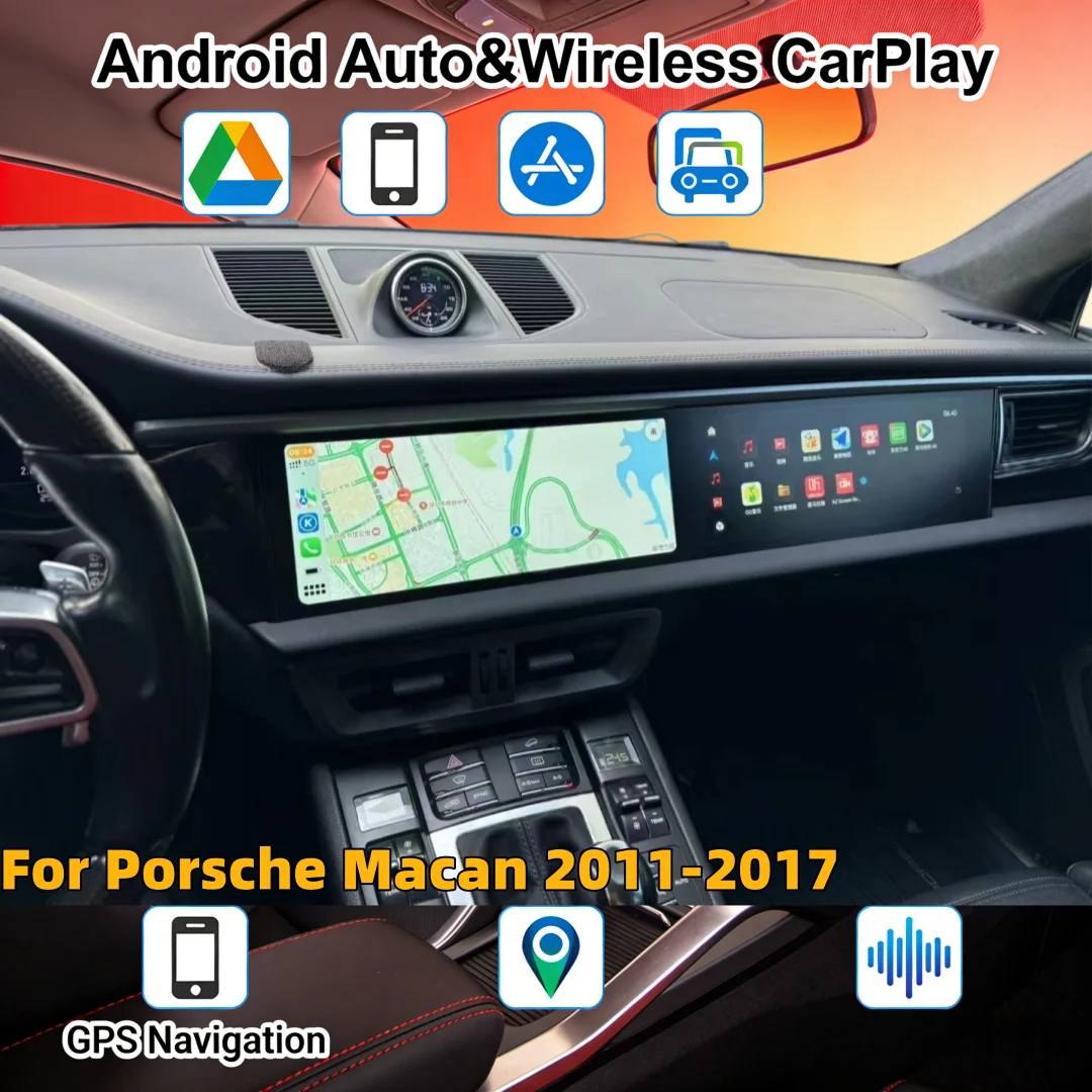 Фото Автомагнитола Android 2din для Porsche Macan 2011-2017, мультимедийный видеоплеер HU 8G+256GB, 4G LTE, беспроводной Dual Screen, BT, Carplay №1