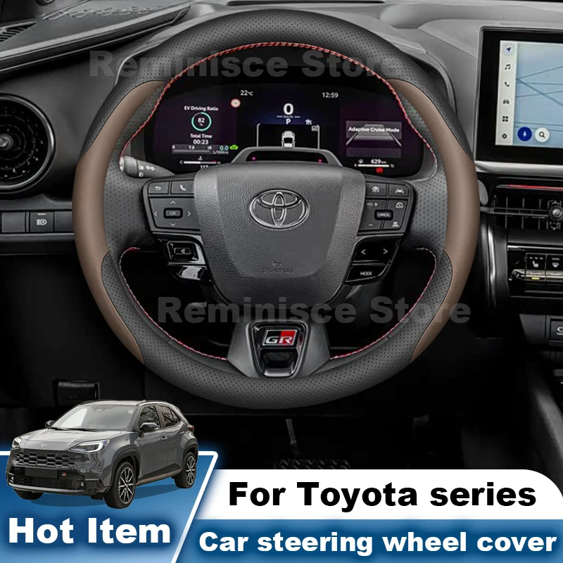 Фото Чехол на руль из кожи Наппа для Toyota GR Yaris RAV4 CHR Camry Corolla Yaris Cross Aygo X 2026 2025-2015 Аксессуары №5