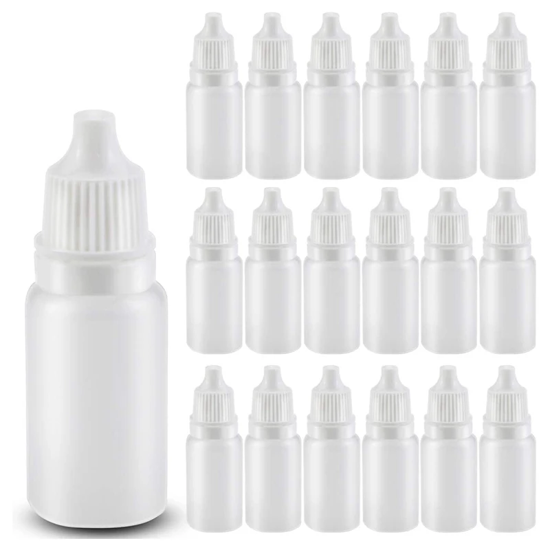 

10Ml Empty Plastic Squeezable Eye Liquid Dropper Bottles With Caps,Refillable Plugs Essential Oil Bottle Container