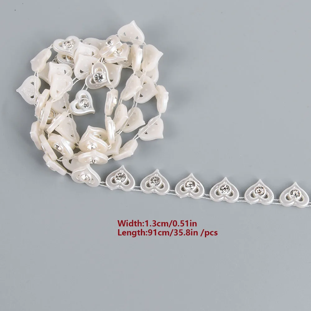 Лента кружевная с искусственным жемчугом Ширина 13 мм 1 ярд