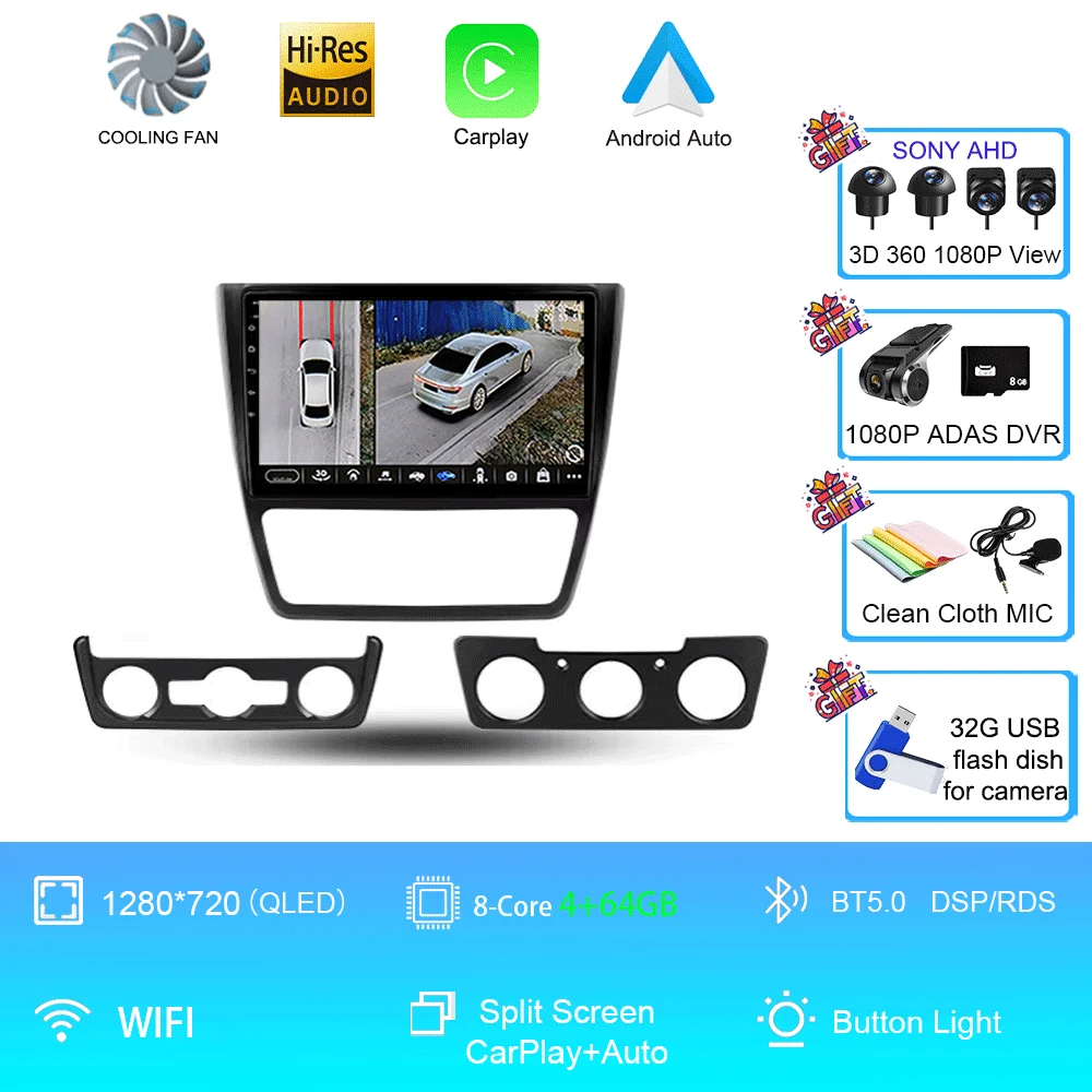 

Мультимедийный видеоплеер 2 Din Android 15 для Skoda Yeti 5L 2009-2014, автомобильная стереосистема, радио, навигация, GPS, 4G Carplay, авто стерео, WIFI