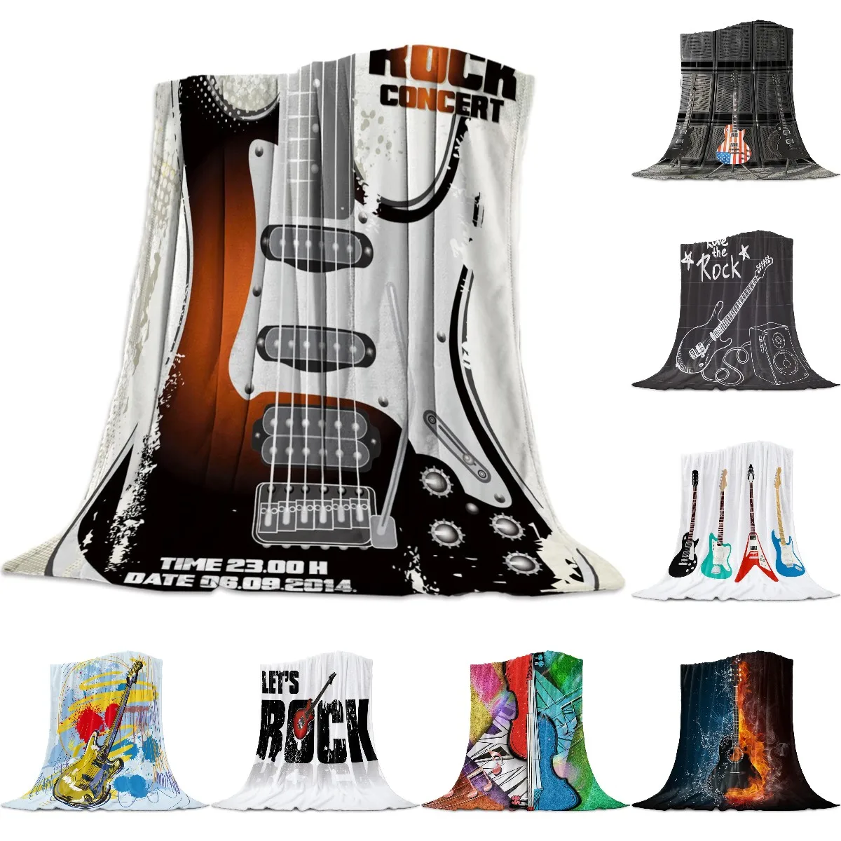 

Rock Music Guitar Flannel Blanket for Bed Sofa Portable Soft Fleece Throw Blankets Funny Plush Bedspreads Queen King Twin Size