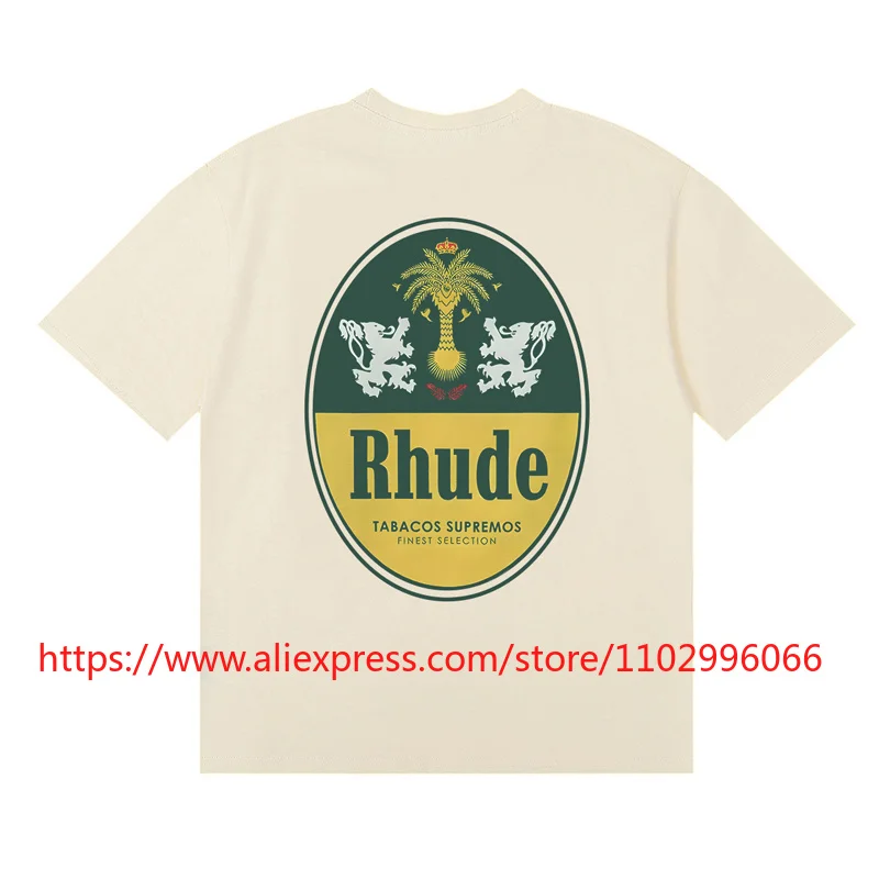 Фото Футболка Daily Leisure Rhude, летняя новинка, высококачественный дизайн, вышитый логотип, простой топ с круглым вырезом и короткими рукавами №3
