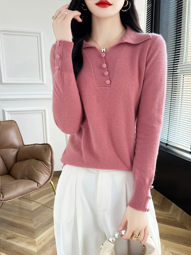 Must-Have for the Year of Birth ~ 2025 Красный 100 свитер из чистой шерсти женский свободный