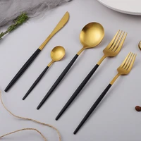 20pcs dinnerware black gold stainless steel tableware set matte spoon set cutlery dessert fork dinnerware flatware dropshipping