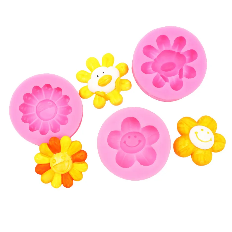 

DIY Sunflower Smiley Face Sunflower Flower Fondant Silicone Mold Car Aromatherapy Plaster Decoration Drops Glue Accessories