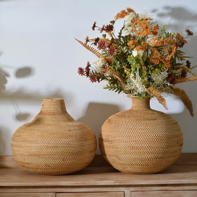 American Retro Pots For Plants Hand-woven Flower Pot Shape Rounded Pots For Plants Home Decoration Home Garden Two Optional