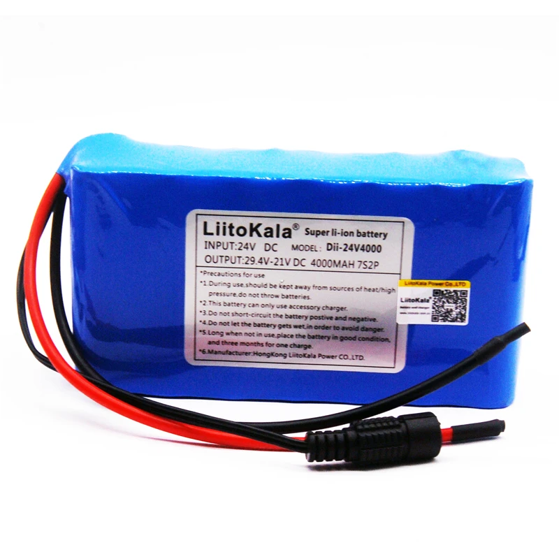 

LiitoKala 7S2P 24V 4Ah 18650 Battery pack 29.4V 4000mAh Rechargeable Battery Mini Portable Charger For LED/Lamp/Camera