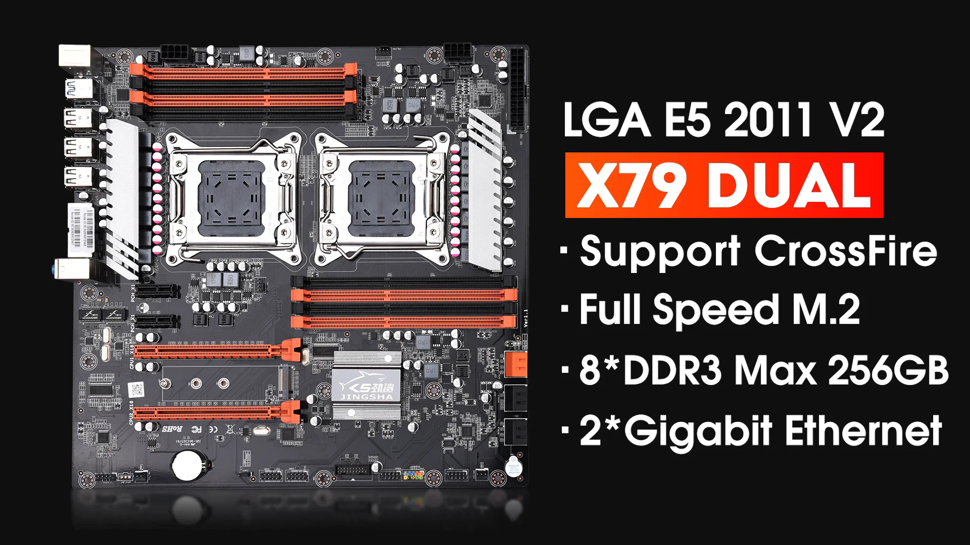 

Материнская плата X79 с двумя процессорами LGA2011, DDR3, REG ECC, ОЗУ 1066/1333/1600 МГц, материнская плата для настольного компьютера, интерфейс M.2, SATA, USB 3,0