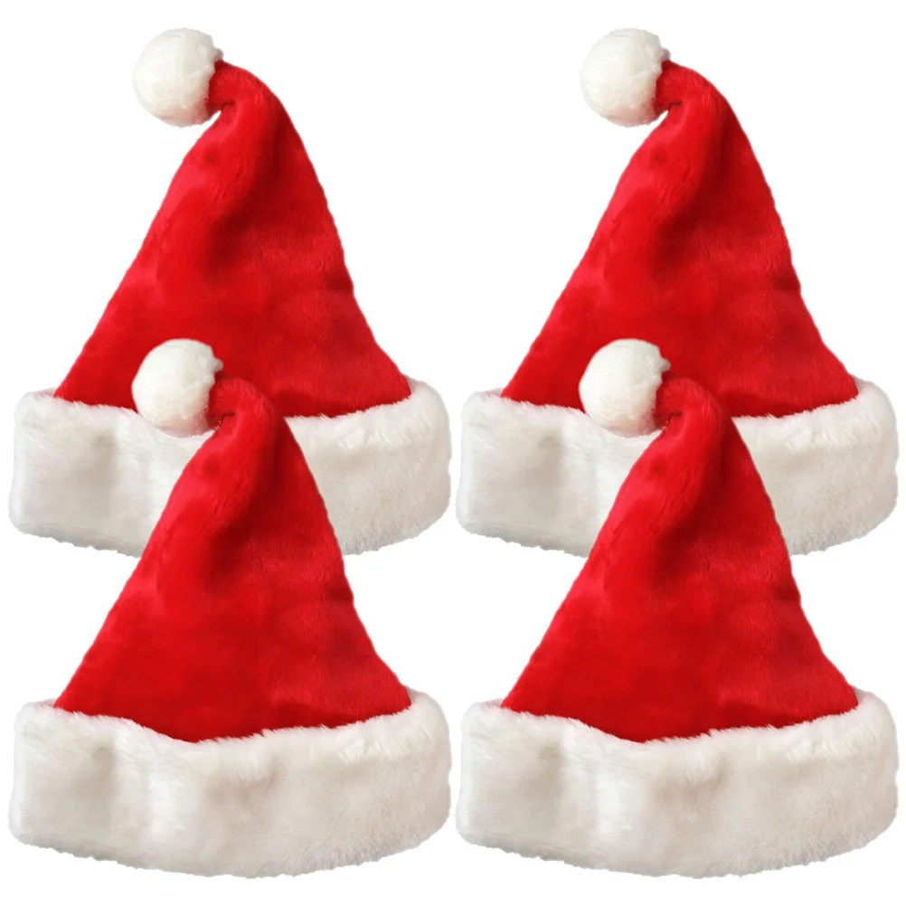 

4 Pcs Christmas Santa Hat Men Winter Tree Decorations Headwear Hats Family Headgear Xmas Ornaments
