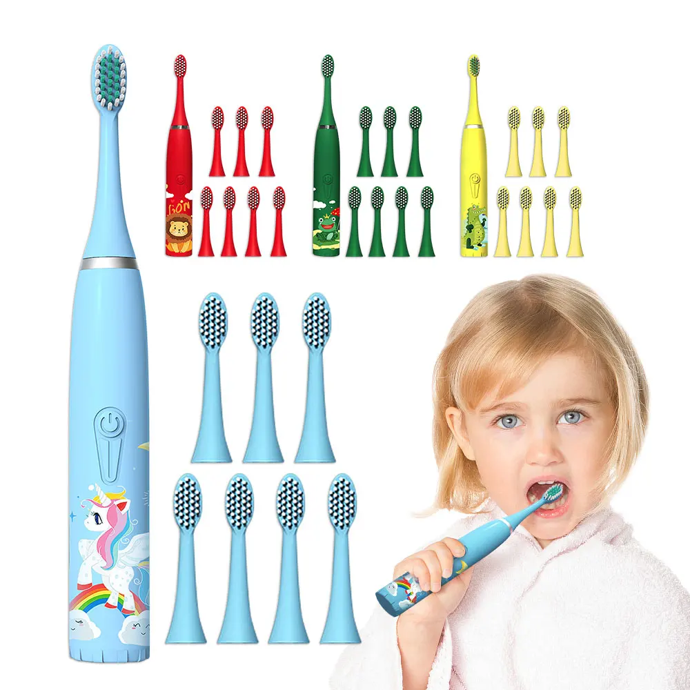 

Children's Electric Tooth Brush Sonic Toothbrush 6pcs Replaceable Soft Brush Head Sonic Vibration Teeth Cleaning IPX7 Waterproof