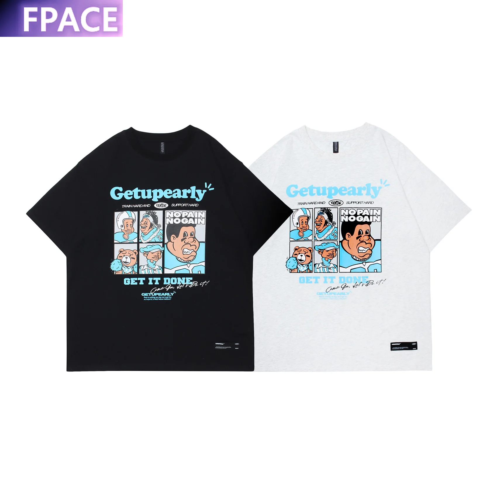 

Summer Pure Cotton High Street Loose plus Size Fashion Brand Anime Cartoon Short Sleeve T-shirt Boy Girl oversized t shirt