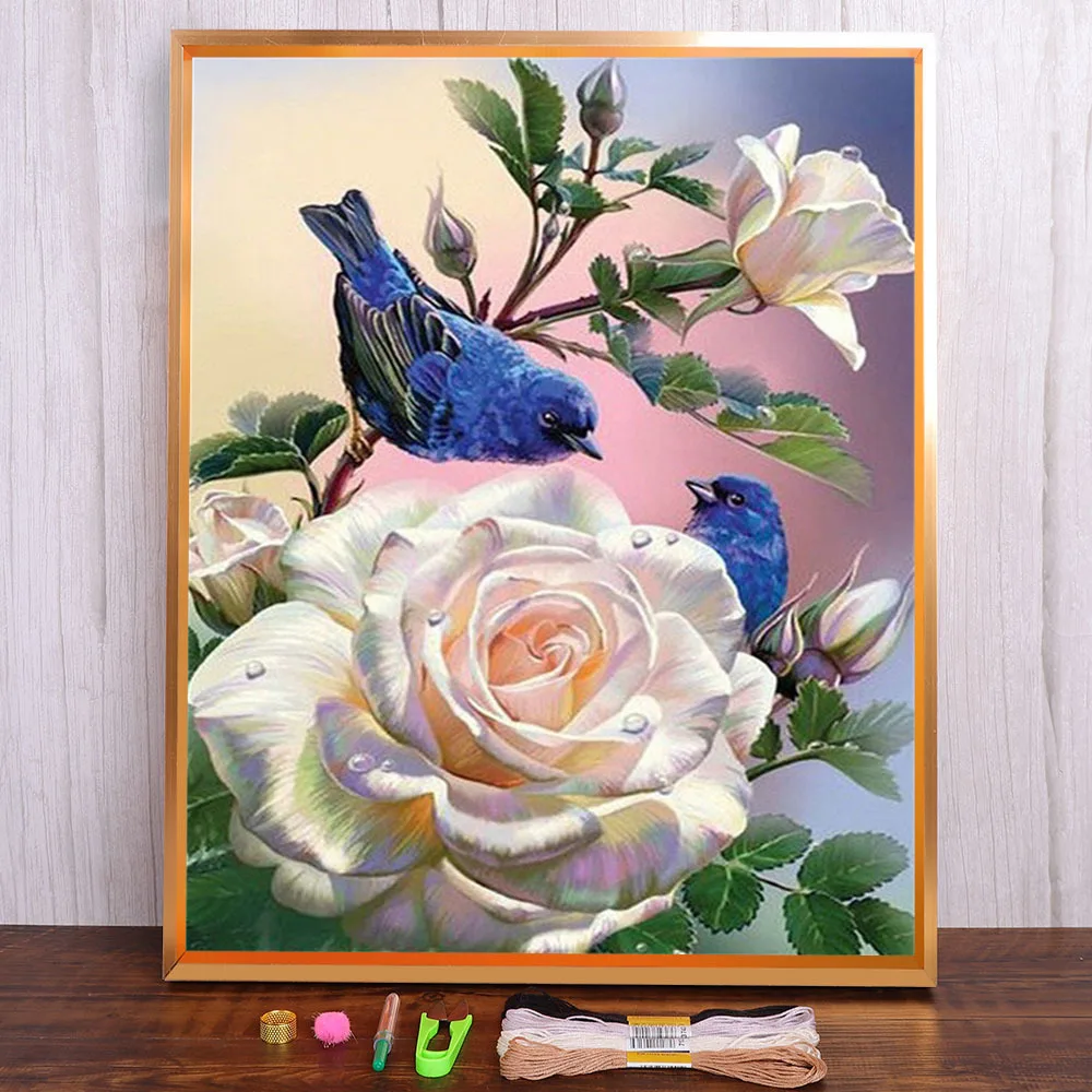

Flowers Pre-Printed 11CT Cross-Stitch Set Embroidery DMC Threads Sewing Handiwork Painting Knitting Home Decor Mulina