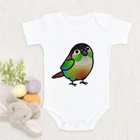 casual fashion o neck harajuku short sleeve baby girl boy onesie simple watercolor parrot birds graphic exquisite newborn romper