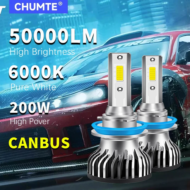 

CHUMTE Car LED Headlights 6000K 200W 50000LM H1 H4 H7 H11 LED Bulbs 9005 HB3 9006 HB4 9012 HIR2 Auto LED Fog Lamps Headlights