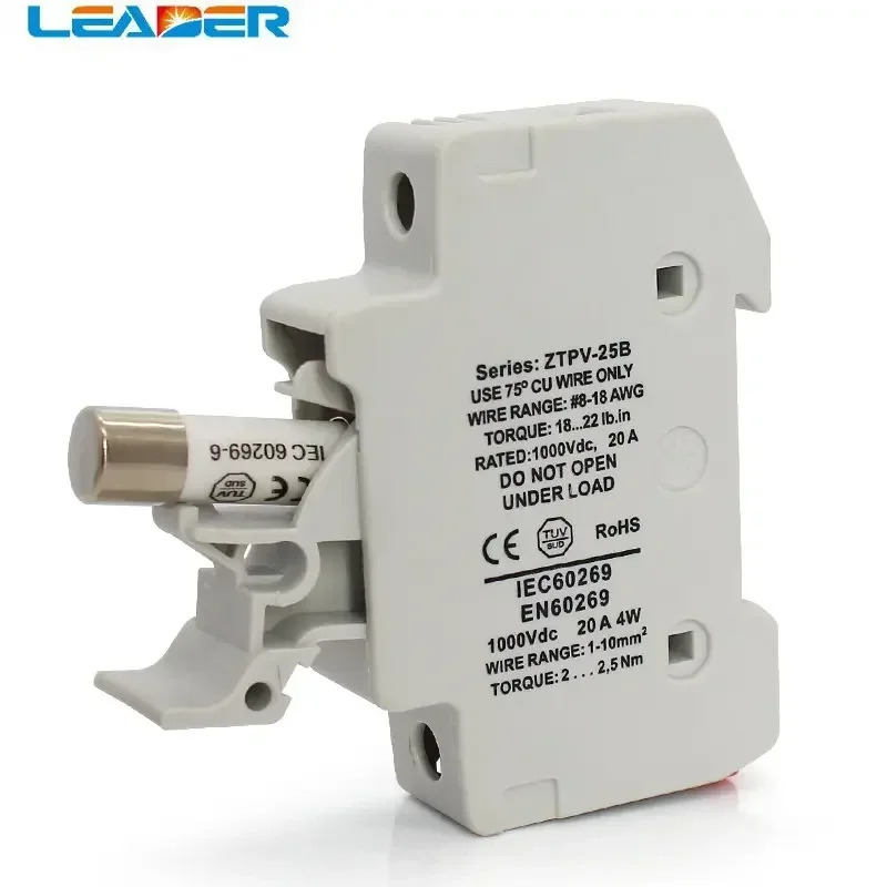 

LEADER SOLAR Free Shipping 1 Sets/lot PV Solar Fuse 15A 1000V DC Fusible 10x38 GPV, with Solar PV Fuse Holder Mainland China