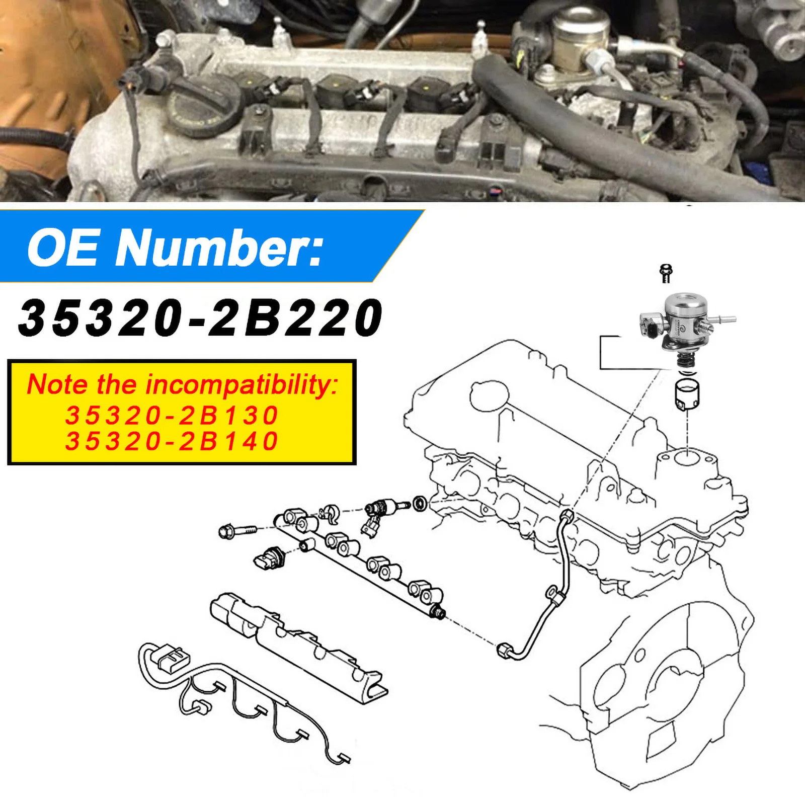 35320-2B220 топливный насос высокого давления (Новый) для Hyundai Accent 2011-2017 Sonata 2015-2017 Kia Soul