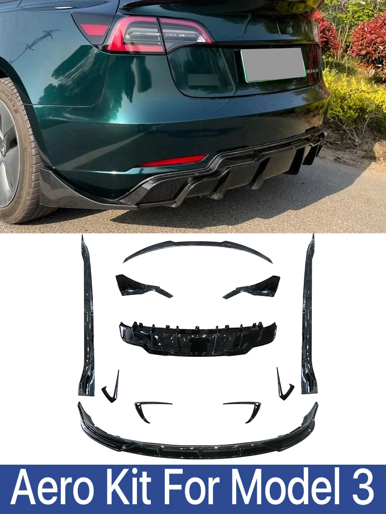 

Carbon Fiber BodyKit Front Lip Rear Diffuser Side Skirt Sport Style Spoiler Splitter Guard For Tesla Model 3 Y 2016-2021 2022
