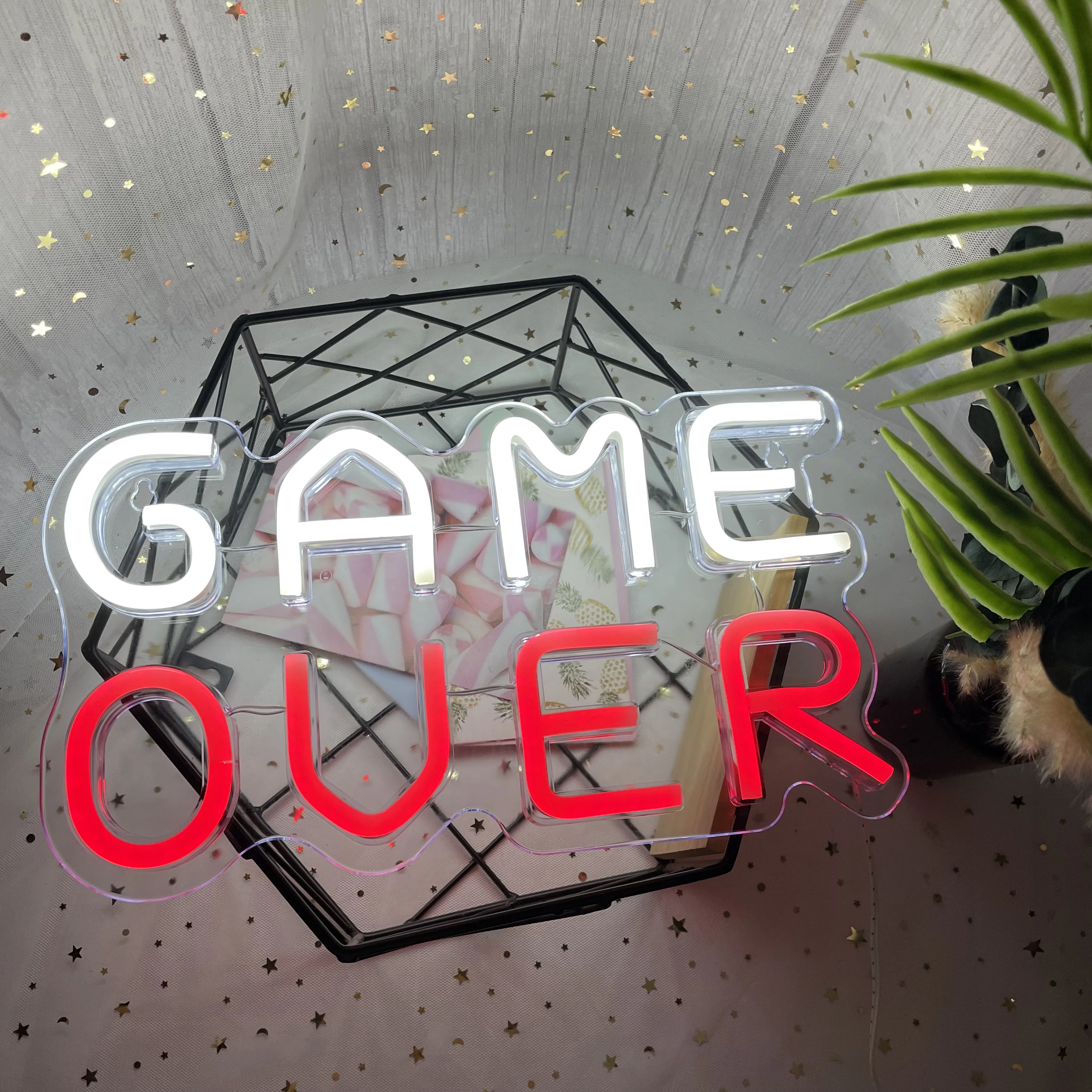 

Неоновые вывески Game Over для настенного декора светодиодный ная неоновая вывеска для игровой комнаты, Акриловые Неоновые светильники на заказ с USB, подарки для подростков