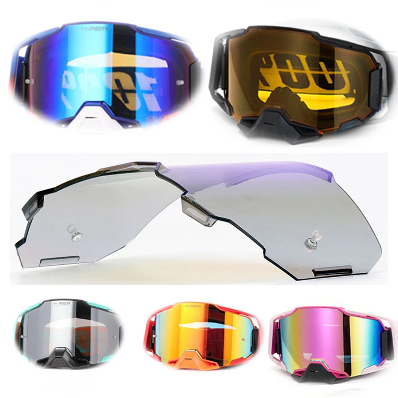 

Motorcycle Glasses Lens Replaceable Mirror Surface Lens Cross-country Outdoor Sports Riding Goggles And Color Hiper 100 Lenses