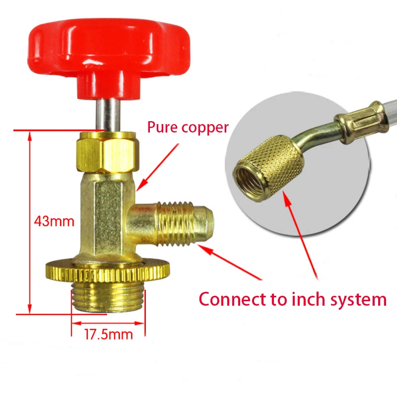 Description Picture 6 of itemR12 R22 R410 R134A Air conditioning liquid filling safety valve open valve bottle opener refrigerant special fluoride tool