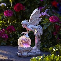 fairy girl luminous resin ornament garden decoration carving handicraft angel figure ornament solar led home decor ornament