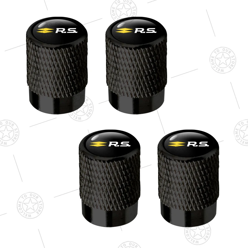 

4 шт. логотип RS, колпачки клапанов для автомобильных колес, шток воздуха, алюминиевые аксессуары для Megane 3 4 5 Clio Koleos Duster Alpine RS Line Sandero