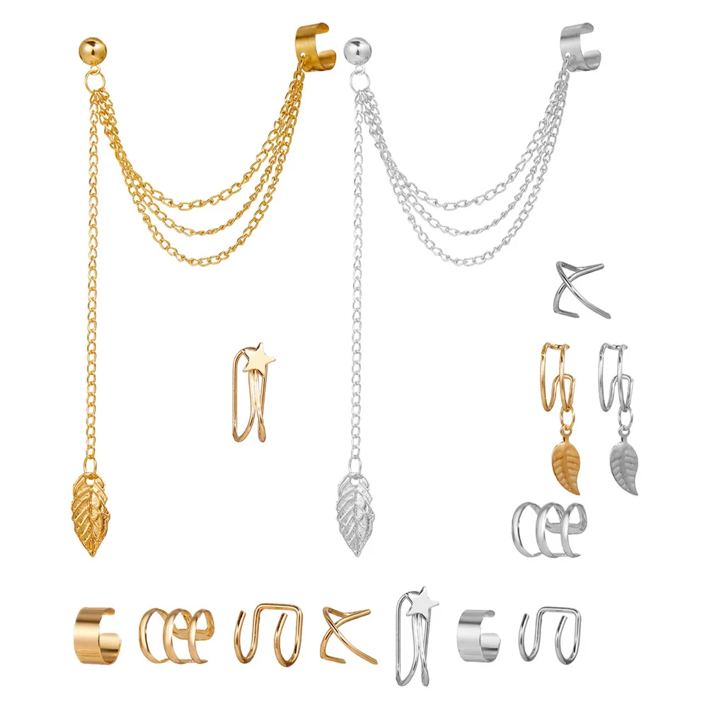 

14Pcs Small Alloy Ear Cuff Delicate Design Ear Clip Elegant Ear Jewelries for Women