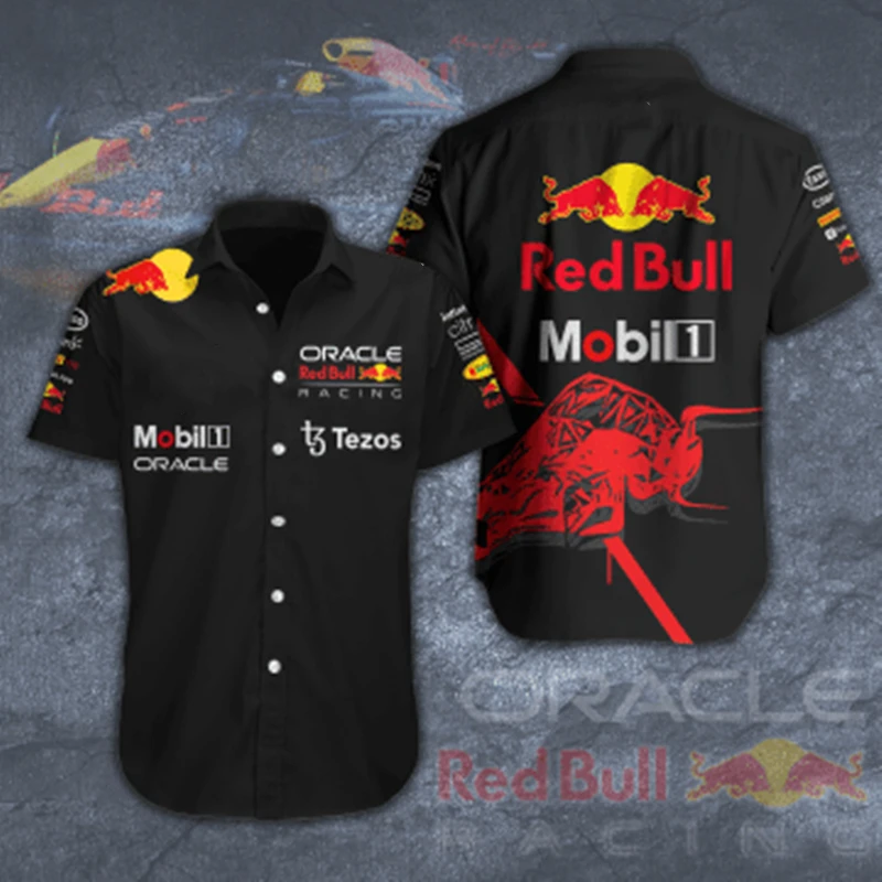 

2022 summer new men's hawaiian t-shirt, 3D printed F1 red racing casual plus size top xxxxxxl